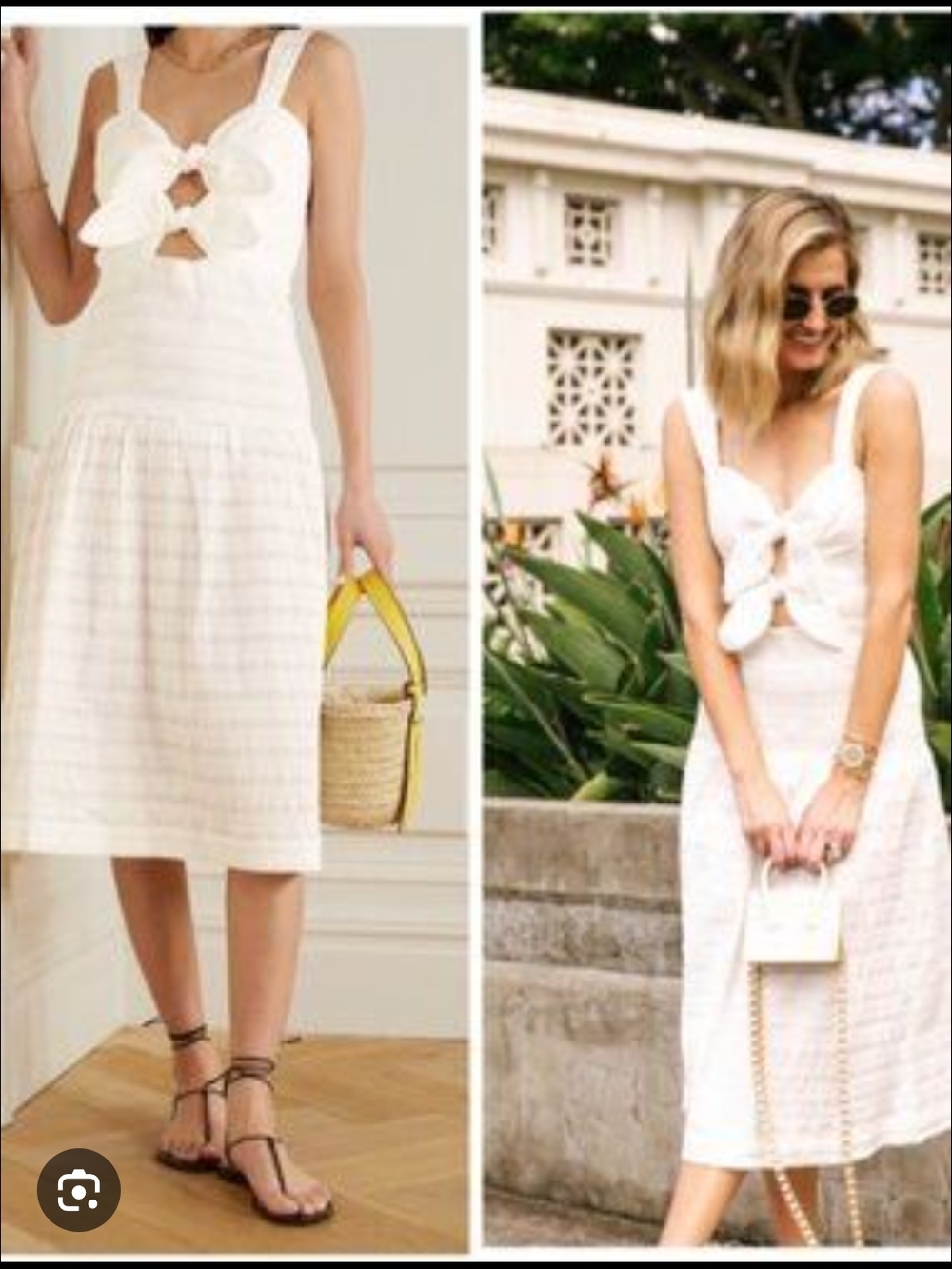 Rebecca Vallance White Bow-Front Midi Dress